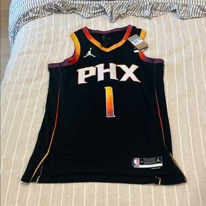 Jordan Black PHX Devin Booker Gradient-Trim Basketball Jersey